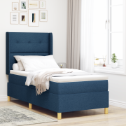vidaXL Boxspring Säng med Dyna Blå 90x200 cm Tyg