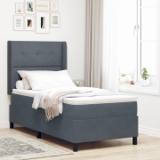 vidaXL Boxspring Säng med Madrass Mörkgrå 100x200 cm Sammet