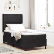 vidaXL Boxspring-säng med madrass Svart 100x200 cm Sammet