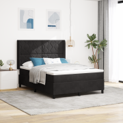 vidaXL Boxspring Säng med Madrass Svart 140x200 cm Sammet
