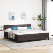 vidaXL Boxspring Säng med Madrass & LED Mörkbrun 200x200 cm Tyg