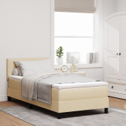 vidaXL Boxspring-säng med madrass och LED Ljus Beige 90x200 cm Tyg