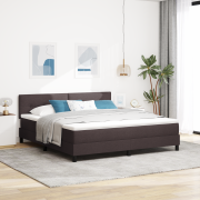 vidaXL Boxspring Säng med Madrass & LED Mörkbrun 180x200 cm Tyg