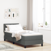 vidaXL Boxmadrass med madrass och LED mörkgrå 80x200 cm tyg