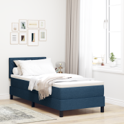 vidaXL Box Spring Säng med Madrass & LED Blå 80x200 cm Tyg