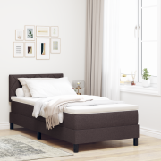 vidaXL Boxfjädrande säng med madrass & LED Mörkbrun 90x200 cm Tyg