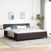 vidaXL Box Spring Säng med Madrass & LED Mörkbrun 200x200 cm Tyg