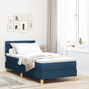 vidaXL Box spring-säng med madrass & LED Blå 80x200 cm Tyg