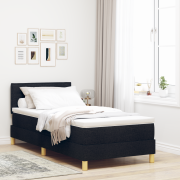 vidaXL Boxbed med madrass & LED Svart 100x200 cm Tyg