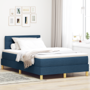 vidaXL Boxspring-säng med madrass & LED blå 120x200 cm tyg