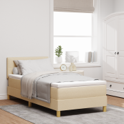 vidaXL Box Spring Bed med madrass & LED Grädde 100x200 cm Tyg