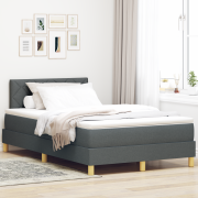 vidaXL Boxfjädersäng med madrass & LED Mörkgrå 120x200 cm Tyg