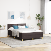 vidaXL Bäddmadrass med madrass & LED Mörkbrun 140x200 cm Tyg