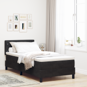 vidaXL Boxspring Säng med Madrass och LED Svart 90x200 cm Sammet