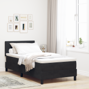 vidaXL Boxspring Säng med Madrass & LED Svart 100x200 cm Sammet