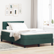 vidaXL Resårbädd med madrass & LED Mörkgrön 120x190 cm Sammet