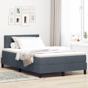 vidaXL Boxspring Säng med Madrass & LED Mörkgrå 120x200 cm Sammet