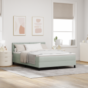vidaXL Boxspring Säng med Madrass & LED Ljus Grå 140x190 cm Sammet