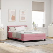vidaXL Box Borstsäng med Madrass & LED Rosa 140x190 cm Sammet