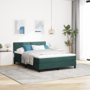 vidaXL Sängstomme med Madras & LED Mörkgrön 160x200 cm Sammet