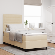 vidaXL Boxspring-säng med madrass & LED Cream 90x200 cm Tyg