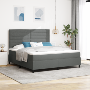 vidaXL Boxfjädersäng med madrass & LED Mörkgrå 180x200 cm Tyg