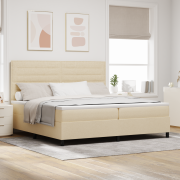vidaXL Box Våningssäng med Madrass & LED Kräm 200x200 cm Tyg