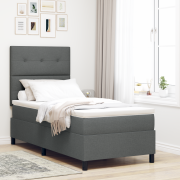 vidaXL Boxfjäder säng med madrass & LED Mörkgrå 100x200 cm Tyg