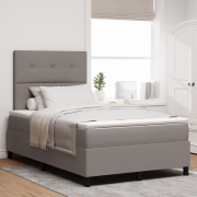 vidaXL Boxfjädersäng med madrass & LED Taupe 120x200 cm Tyg