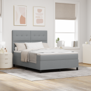 vidaXL Box Spring Säng med Madrass & LED Ljusgrå 140x200 cm Tyg