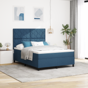 vidaXL Resårsäng med madrass och LED-ljus, marinblå, 140 x 190 cm tyg
