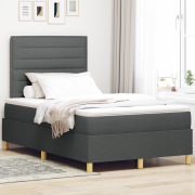 vidaXL Boxfjäder säng med madrass & LED Mörkgrå 120x200 cm Tyg