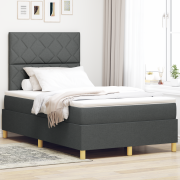 vidaXL Boxfjädersäng med madrass & LED Mörkgrå 120x190 cm Tyg