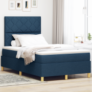 vidaXL Boxspring säng med madrass & LED blå 120x190 cm tyg