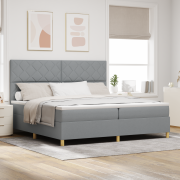 vidaXL Sängbotten med Madrass & LED Ljus Grå 200x200 cm Tyg