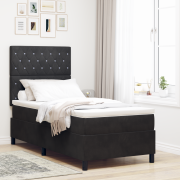 vidaXL Box säng med madrass & LED Svart 90x190 cm Sammet