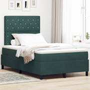 vidaXL Boxspring Säng med Madrass & LED Mörkgrön 120x190 cm Sammet