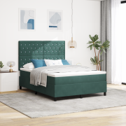 vidaXL Boxspring Säng med Madrass och LED Mörkgrön 140x200 cm Sammet