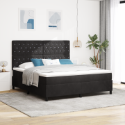 vidaXL Sänggavel med madrass och LED Svart 180x200 cm Sammet