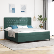 vidaXL Box Vårmadras med Madrass och LED Mörkgrön 200x200 cm Sammet