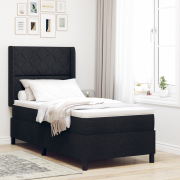 vidaXL Säng med Våningssäng och Madrass & LED Svart 100x200 cm Tyg