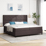vidaXL Box vårsäng med madrass och LED mörkbrun 200x200 cm tyg