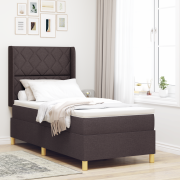 vidaXL Boxspring Säng med Madrass & LED Mörkbrun 90x200 cm Tyg