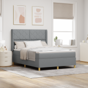 vidaXL Boxspring Säng med Madrass & LED Ljus Grå 140x200 cm Tyg