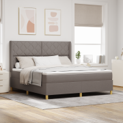 vidaXL Boxspring Säng med Madrass & LED Taupe 180x200 cm Tyg
