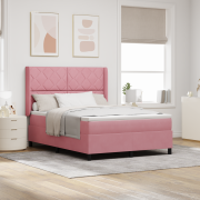 vidaXL Box Spring Bed med Madrass & LED Rosa 140x190 cm Sammet