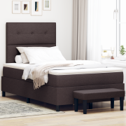 vidaXL Box Vårdsäng med madrass & bänk mörkbrun 120x200 cm tyg