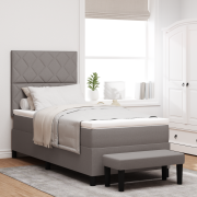 vidaXL Boxsäng med madrass & bänk taupe 90x190 cm tyg