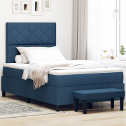 vidaXL Box Spring Bed med madrass & bänk blå 120x200 cm tyg
