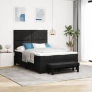 vidaXL Boxspring säng med madrass & bänk svart 140x200 cm tyg